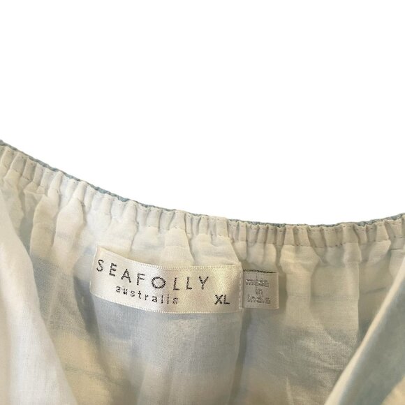 Seafolly Australia Cabana Tier Maxi Powder Blue White Striped Loose Fit Size XL - Picture 8 of 9